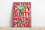 Martini Poster, Extra Dirty Please Martini Wall Art, Retro Cocktail Poster, Bar Cart Art Print, Modern Kitchen Print, Trendy Printable Art