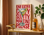 Martini Poster, Extra Dirty Please Martini Wall Art, Retro Cocktail Poster, Bar Cart Art Print, Modern Kitchen Print, Trendy Printable Art