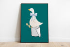 Funny Bathroom wall decor, Silly goose bathroom art print, toilet paper bathroom kids art, Green Nursery Decor, Toilet Art, Funny Art Print