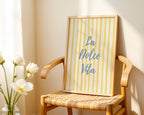 La Dolce Vita Print, Trendy Blue Yellow Italian Summer Wall Art, Coastal Aesthetic Poster, Beachy Printable Art, Trendy Wall Art Girly Print