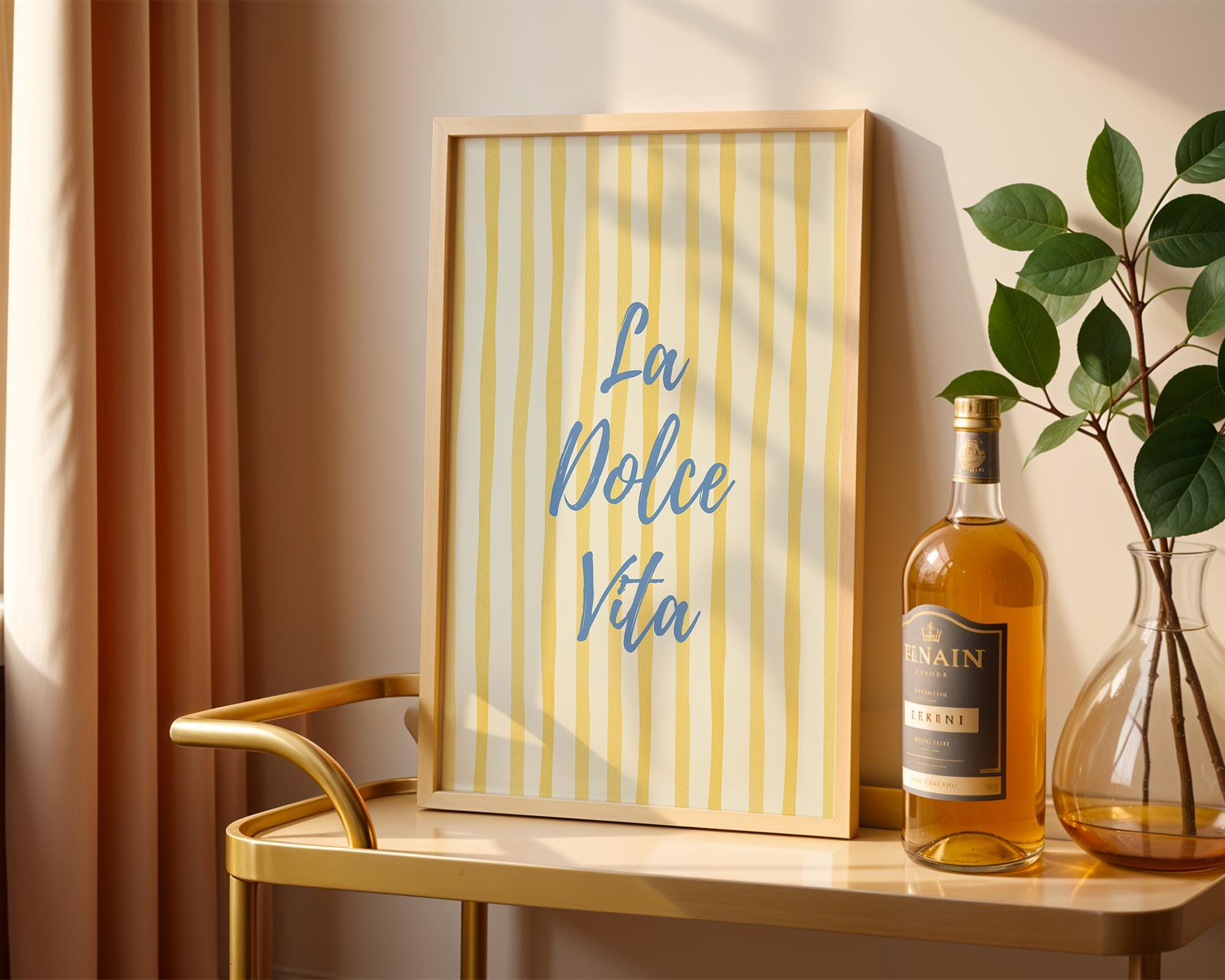 La Dolce Vita Print, Trendy Blue Yellow Italian Summer Wall Art, Coastal Aesthetic Poster, Beachy Printable Art, Trendy Wall Art Girly Print