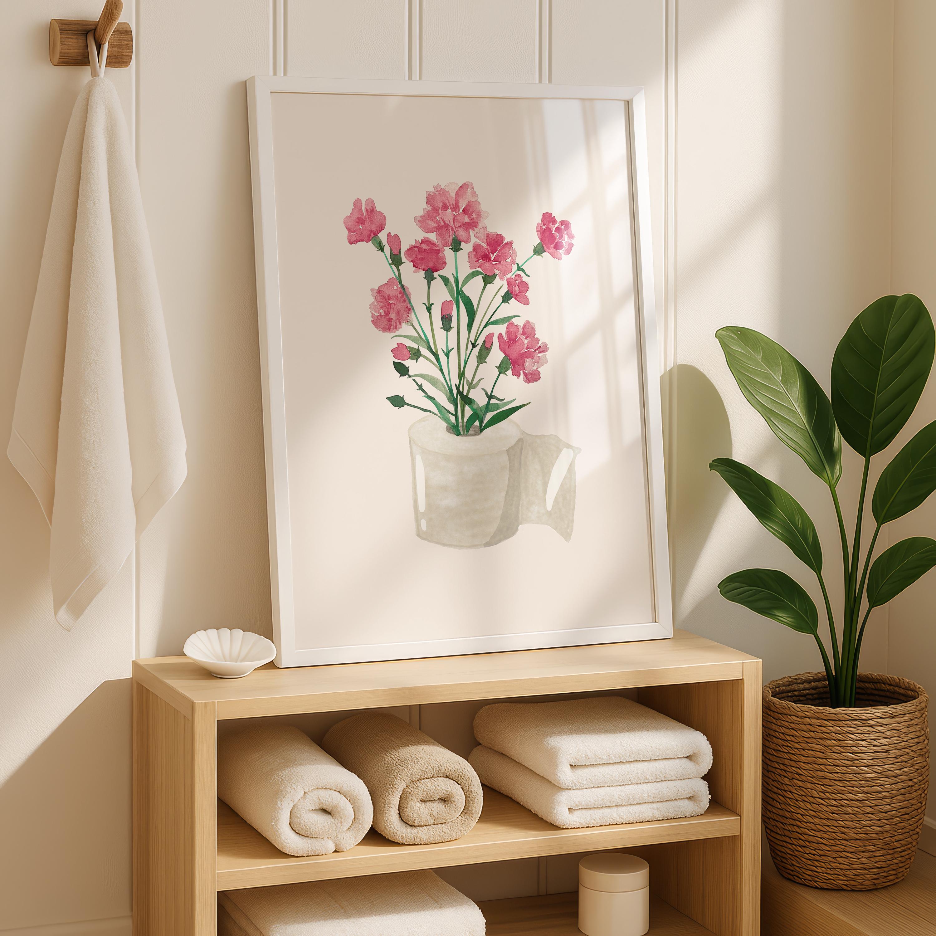 Toilet Paper Roll Plant Print, Funny Bathroom Wall Art, Watercolor Art, Botanical Print Minimalist Wall Art, Toilet Print, Digital Download