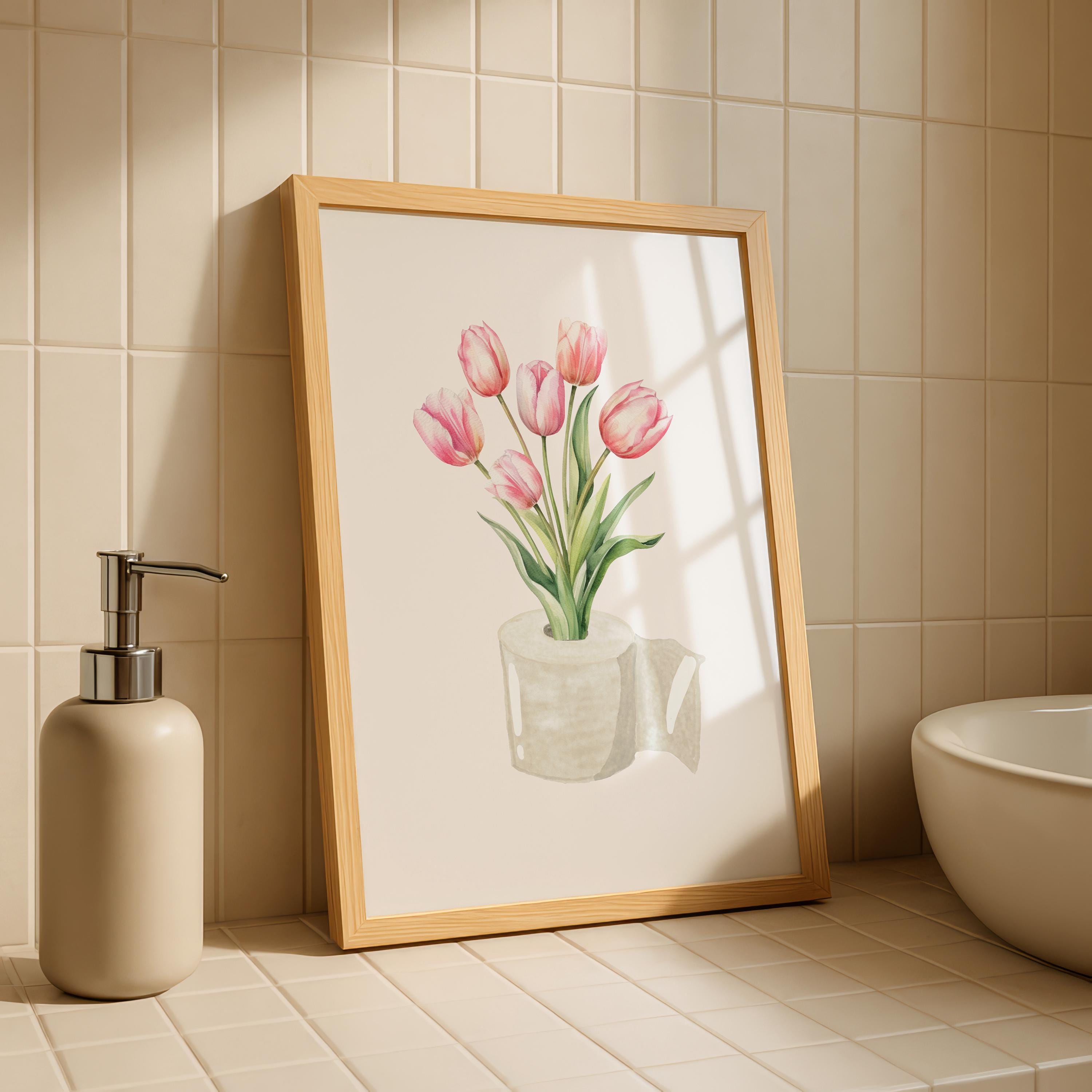 Toilet Paper Roll Plant Print, Funny Bathroom Wall Art, Watercolor Art, Botanical Print Minimalist Wall Art, Toilet Print, Digital Download