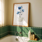 Blue Toilet Paper Roll Plant Print, Funny Bathroom Wall Art, Blue Watercolor Art, Botanical Print Minimalist Wall Art, Toilet Print, DIGITAL