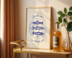 Sardines Plate Art Print, Fish Art Print, Sardines Tinned Print, Blue Fish Print, Retro Kitchen Wall Art, Trendy Wall Art, Seafood Wall Art