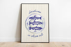 Sardines Plate Art Print, Fish Art Print, Sardines Tinned Print, Blue Fish Print, Retro Kitchen Wall Art, Trendy Wall Art, Seafood Wall Art