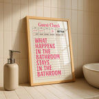 Funny Pink Bathroom Print, Pink Guest Check Wall Art, Typography Poster, Trendy Cool Wall Art Girl, Funky Wall Art Dopamine Decor, DIGITAL