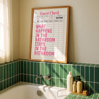 Funny Pink Bathroom Print, Pink Guest Check Wall Art, Typography Poster, Trendy Cool Wall Art Girl, Funky Wall Art Dopamine Decor, DIGITAL
