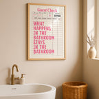 Funny Pink Bathroom Print, Pink Guest Check Wall Art, Typography Poster, Trendy Cool Wall Art Girl, Funky Wall Art Dopamine Decor, DIGITAL