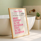 Funny Pink Bathroom Print, Pink Guest Check Wall Art, Typography Poster, Trendy Cool Wall Art Girl, Funky Wall Art Dopamine Decor, DIGITAL