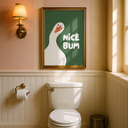 Nice Bum Goose Print, Funny Bathroom Wall Art, Cute Silly Goose Poster, Trendy Minimalist Green Decor, Quirky Bathroom Gift Idea, DIGITAL