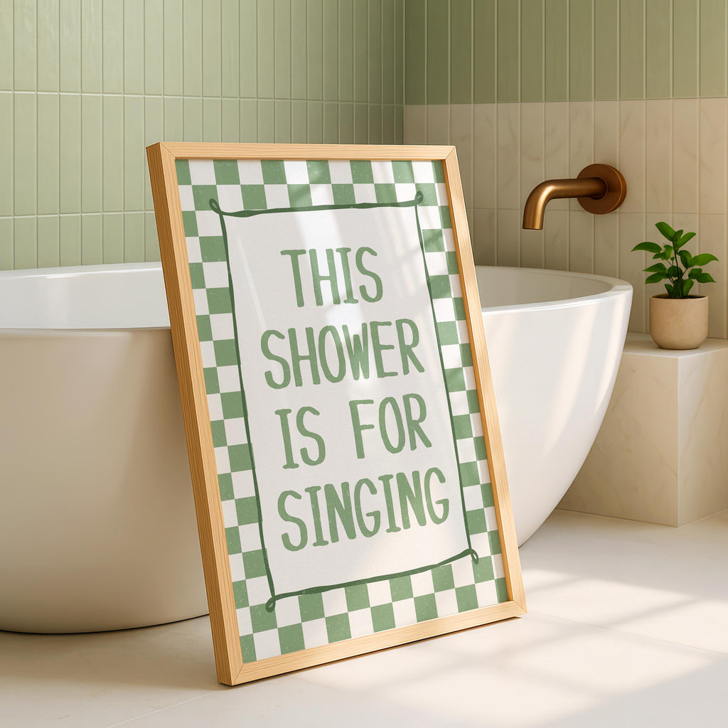 Funny Bathroom Wall Art, This Shower Is for Singing Poster, Sage Green Quote Print, Aesthetic Bathroom Decor, Retro Shower Sign DIGITAL