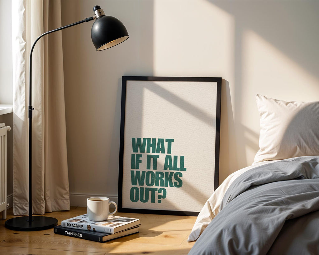 What If It All Works Out Wall Art Print, Green Retro Aesthetic Poster, Motivational Print, Apartment Decor Trendy Wall Art, DIGITAL DOWNLOAD