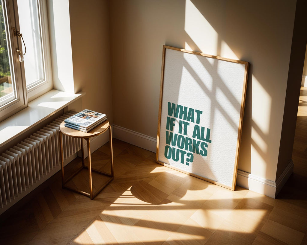 What If It All Works Out Wall Art Print, Green Retro Aesthetic Poster, Motivational Print, Apartment Decor Trendy Wall Art, DIGITAL DOWNLOAD