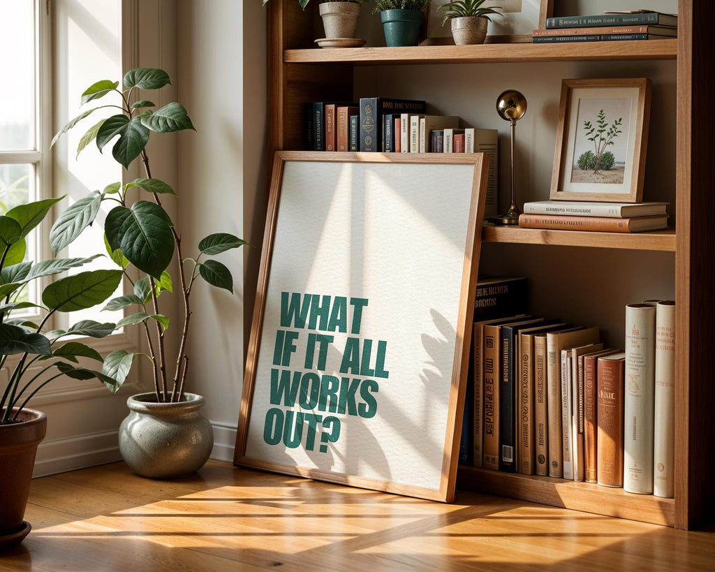 What If It All Works Out Wall Art Print, Green Retro Aesthetic Poster, Motivational Print, Apartment Decor Trendy Wall Art, DIGITAL DOWNLOAD
