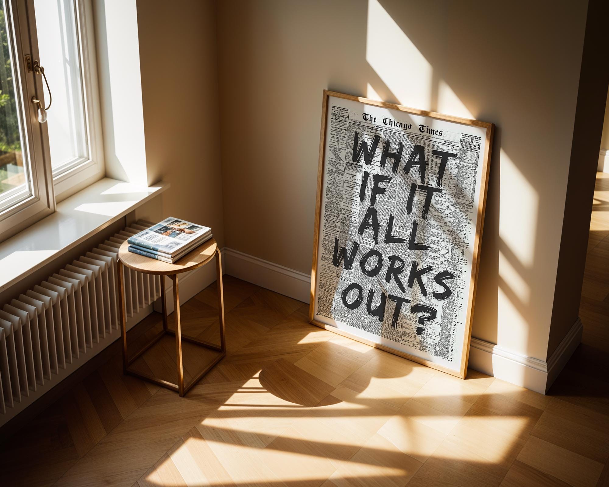 What If It All Works Out Retro Newspaper Print, Retro Trendy Wall Art, Cute Typography Poster, Affirmations Apartment Aesthetic, DIGITAL
