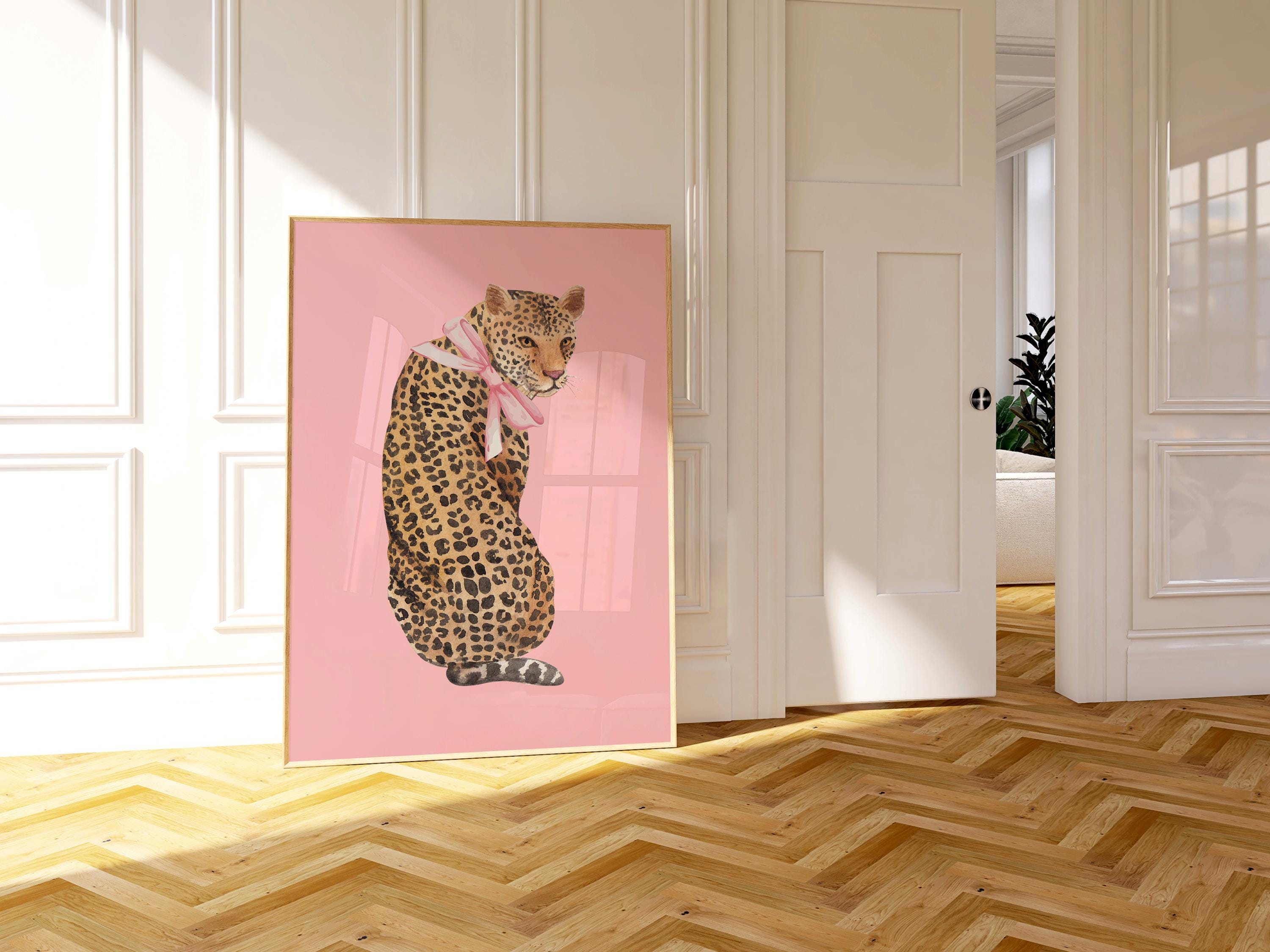 Pink Cheetah Wall Art, Coquette Cheetah Print, Preppy Room Decor, Leopard Poster Print, Printable Wall Art, Trendy Wall Art Preppy Decor