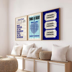Funny Blue Bathroom Set of 3 Prints Ticket Bathroom Wall Art Trendy Bathroom Prints Sweet Cheeks Poster Bathroom Wall Art Nice Bum DIGITAL