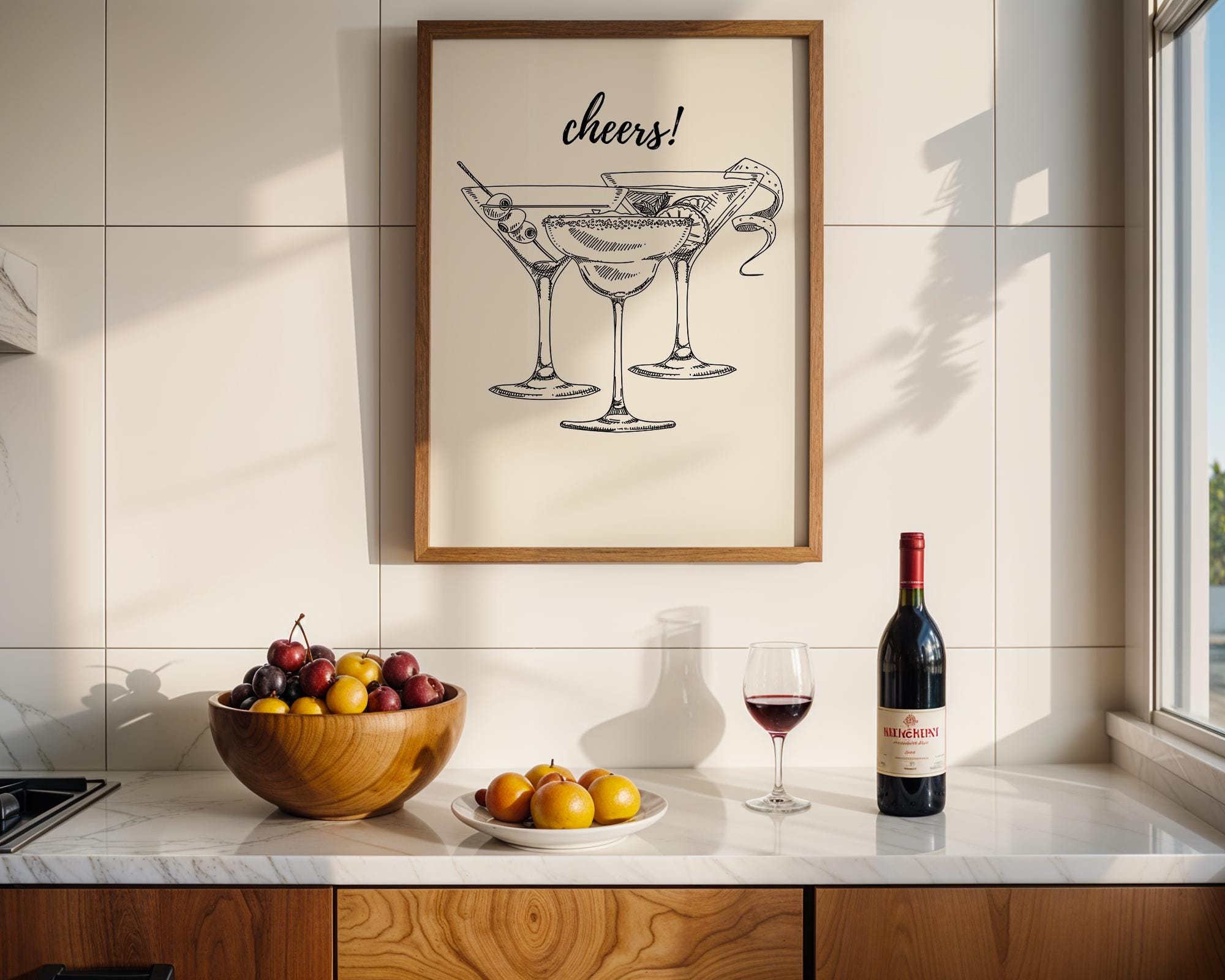 Cheers Print Black Bar Cart Print, Trendy Wall Art, Black Aesthetic, Retro Kitchen Poster, Drink Print, Black Cocktail Wall Art, DIGITAL