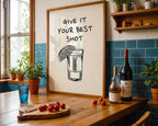 Black Give It Your Best Shot Print Trendy Bar Cart Decor Tequila Print Black Bar Cart Wall Art Modern Bar Cart Wall Art DIGITAL DOWNLOAD