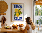 Limoncello Lemon Wall Art, Italian Kitchen Decor, Summer Fruit Poster, Retro Mediterranean Print, Bar Cart Wall Art, DIGITAL DOWNLOAD