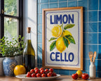 Limoncello Lemon Wall Art, Italian Kitchen Decor, Summer Fruit Poster, Retro Mediterranean Print, Bar Cart Wall Art, DIGITAL DOWNLOAD