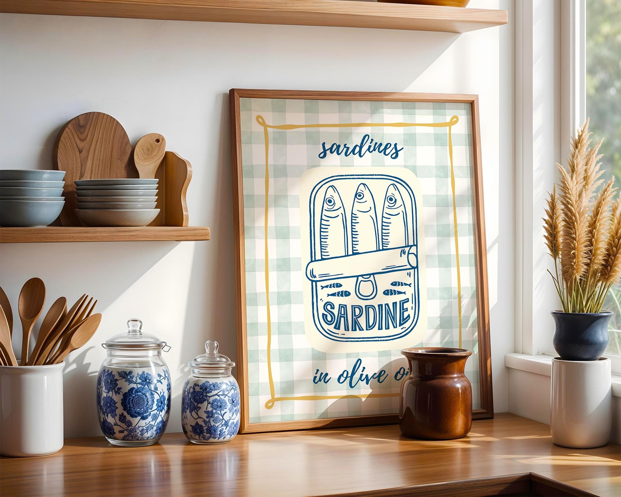 Trendy Sardines Art Print, Fish Art Print, Sardines Fish Print, Rustic Kitchen Wall Art, Kitchen Wall Art, Trendy Wall Art, Seafood Wall Art