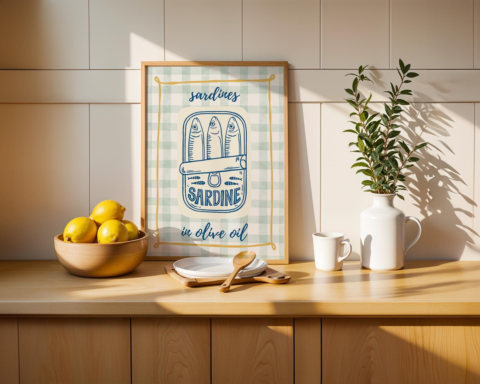 Trendy Sardines Art Print, Fish Art Print, Sardines Fish Print, Rustic Kitchen Wall Art, Kitchen Wall Art, Trendy Wall Art, Seafood Wall Art