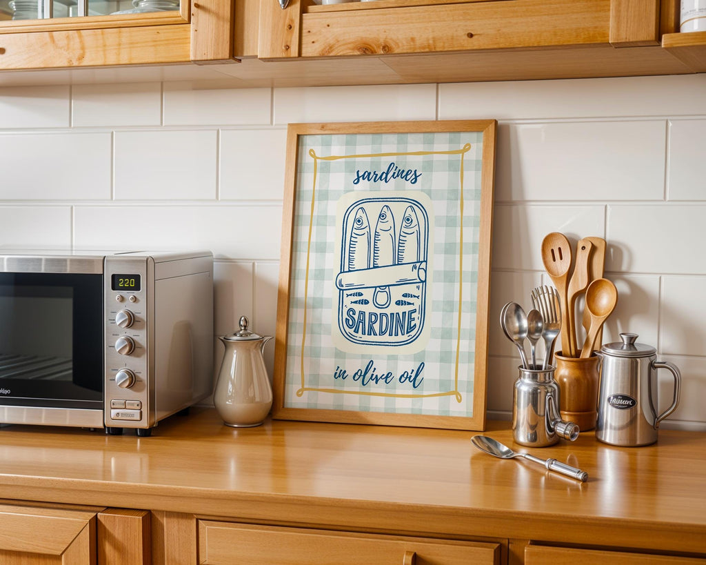 Trendy Sardines Art Print, Fish Art Print, Sardines Fish Print, Rustic Kitchen Wall Art, Kitchen Wall Art, Trendy Wall Art, Seafood Wall Art