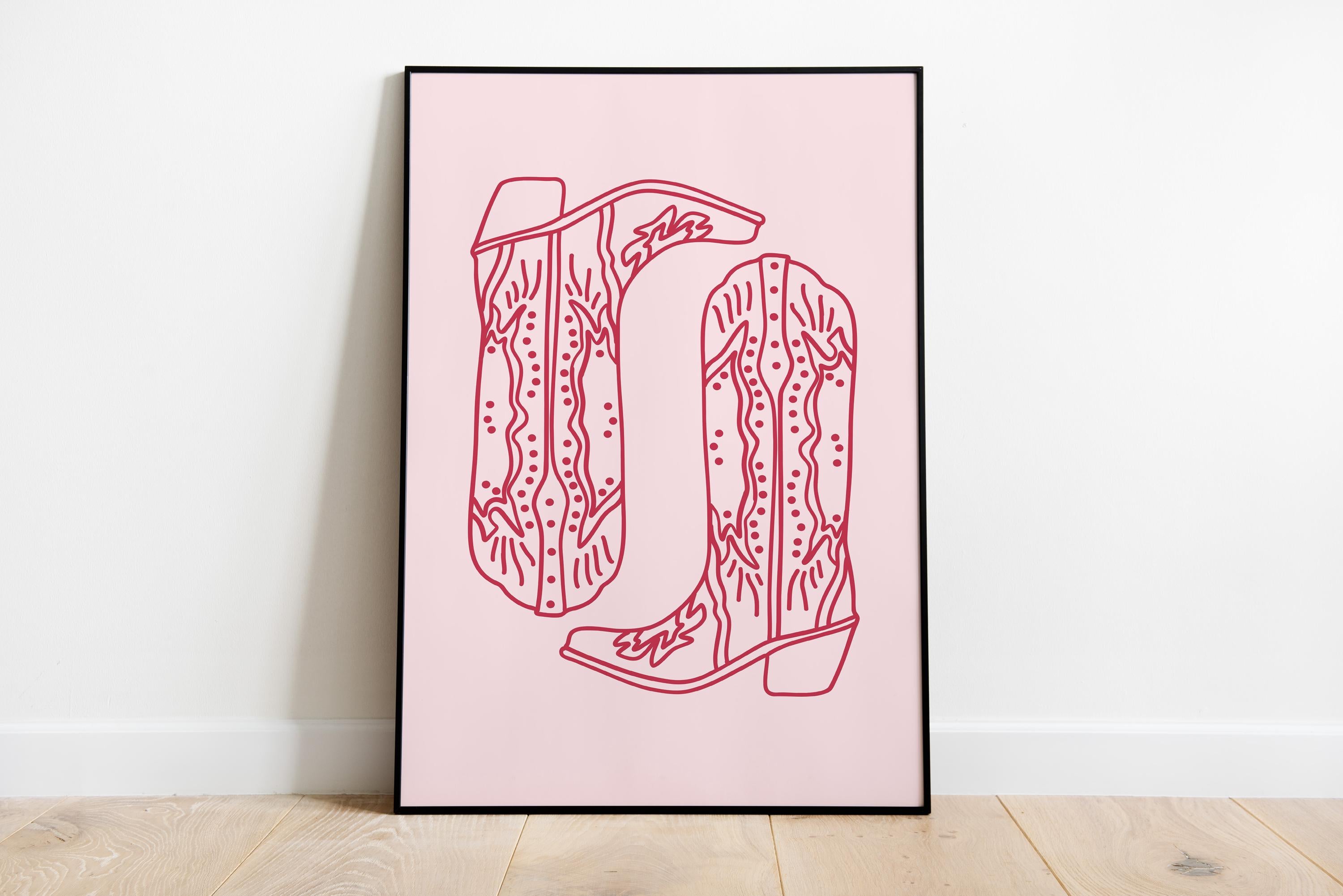 Cowgirl Print Set of 6, Retro Disco Cowgirl Western Gallery Wall Print, Pink Red Trendy Western Digital Prints, Dorm Room College, DIGITAL