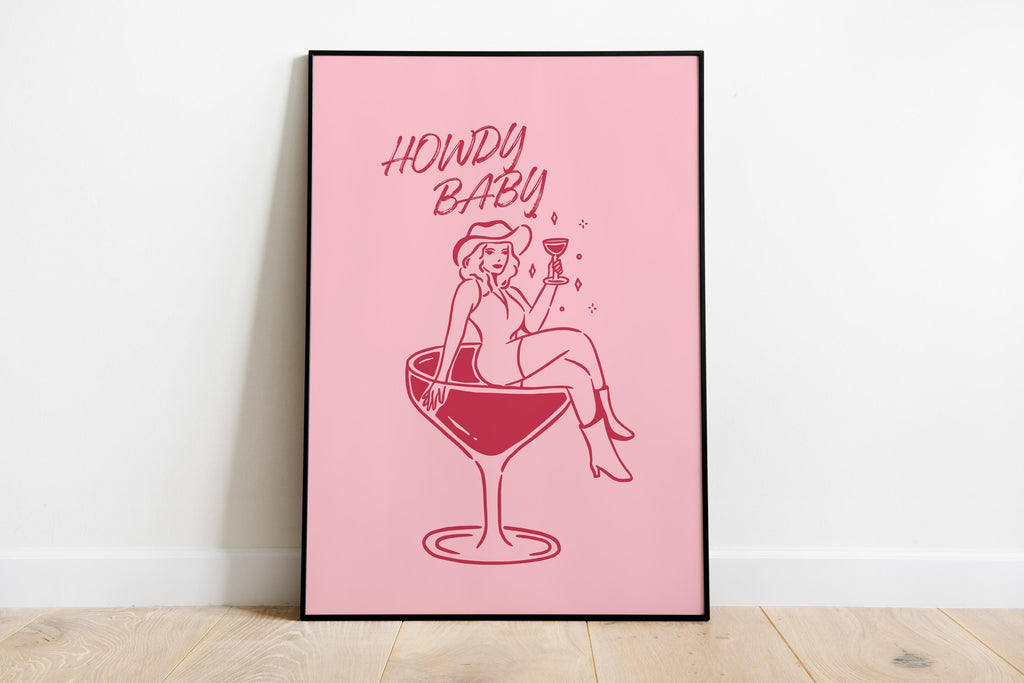 Cowgirl Print Set of 6, Retro Disco Cowgirl Western Gallery Wall Print, Pink Red Trendy Western Digital Prints, Dorm Room College, DIGITAL