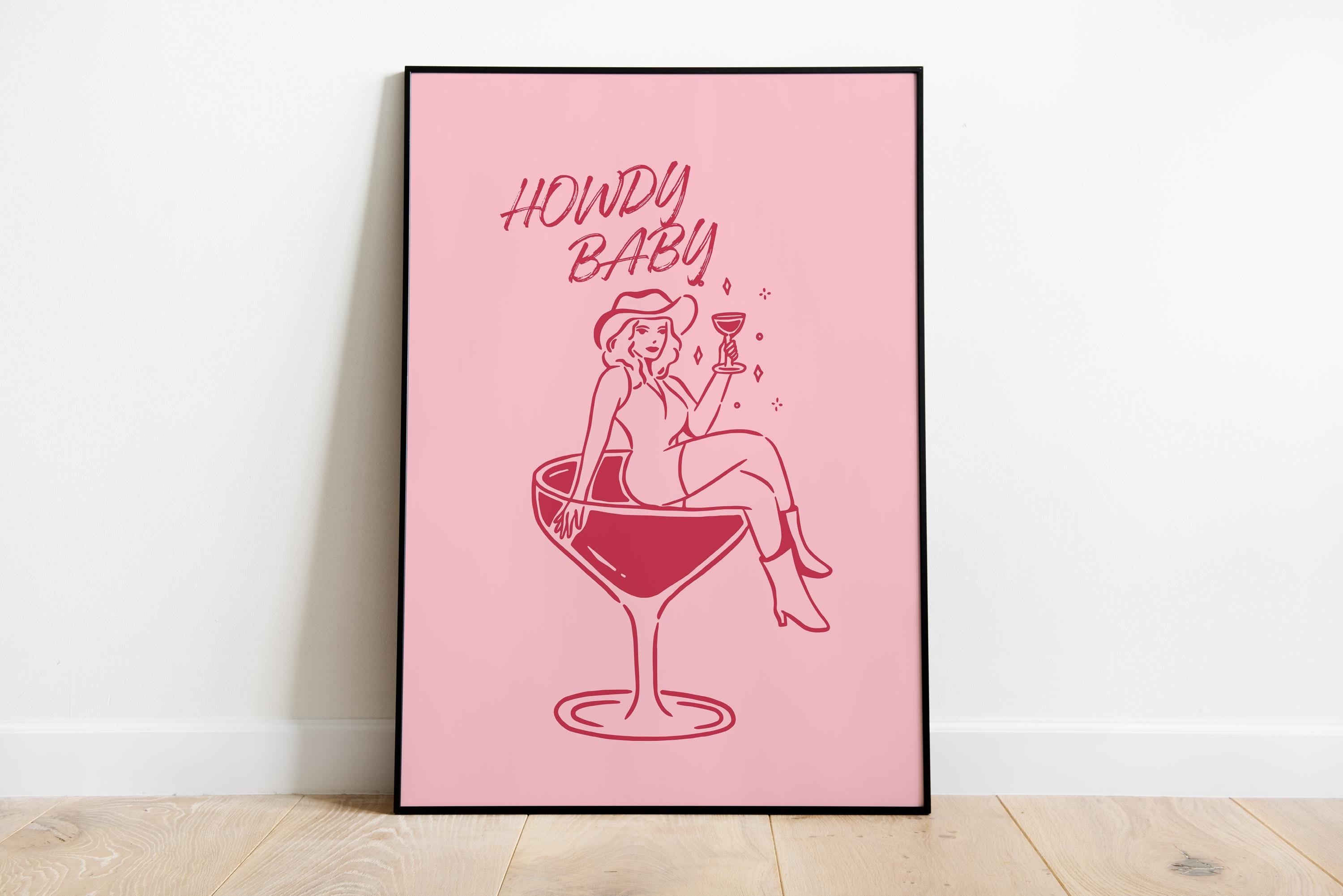 Cowgirl Print Set of 6, Retro Disco Cowgirl Western Gallery Wall Print, Pink Red Trendy Western Digital Prints, Dorm Room College, DIGITAL