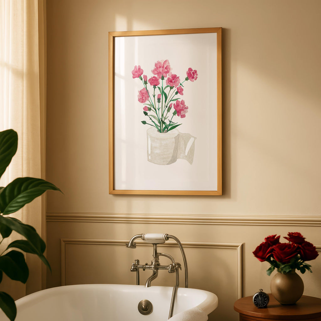 Toilet Paper Roll Plant Print, Funny Bathroom Wall Art, Watercolor Art, Botanical Print Minimalist Wall Art, Toilet Print, Digital Download