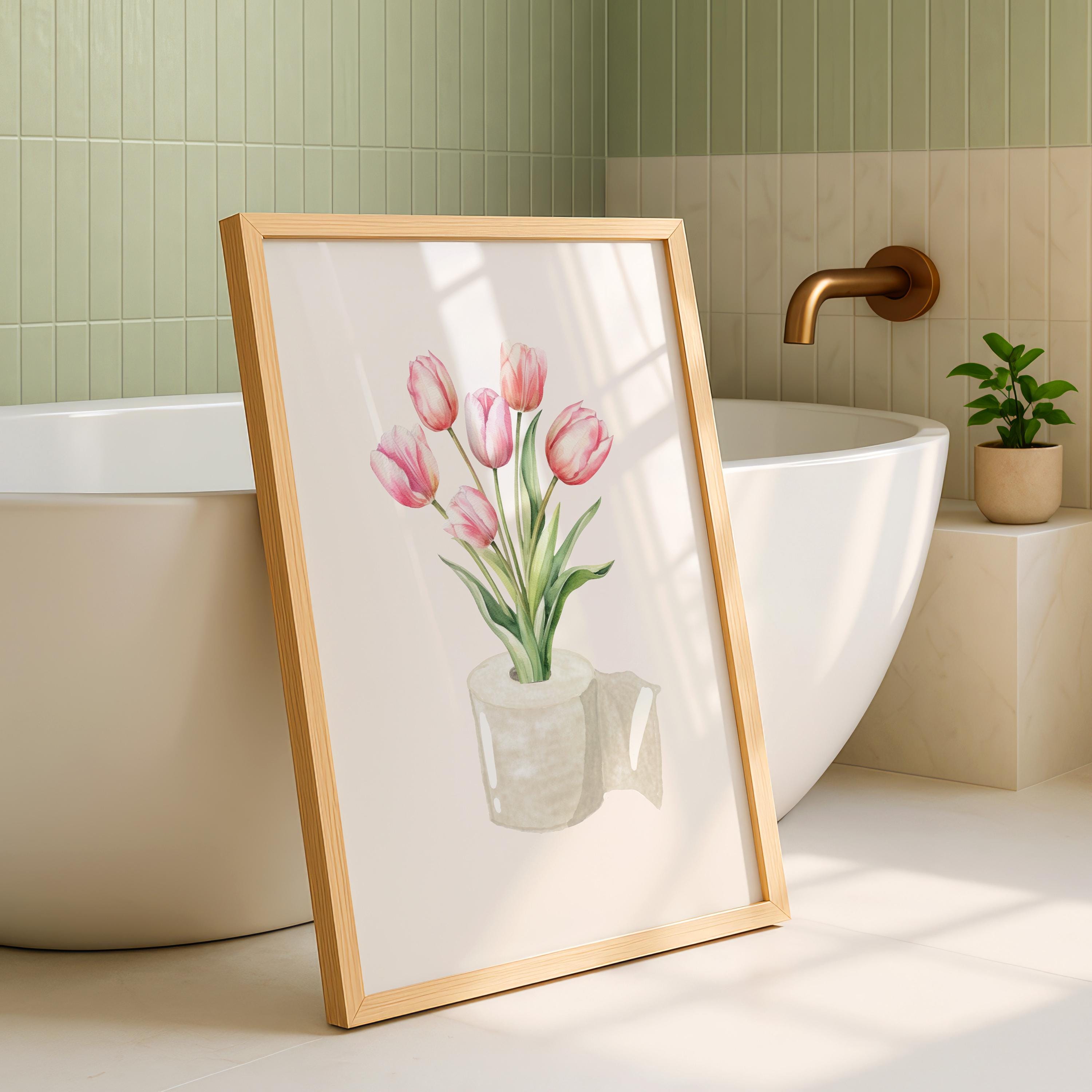 Toilet Paper Roll Plant Print, Funny Bathroom Wall Art, Watercolor Art, Botanical Print Minimalist Wall Art, Toilet Print, Digital Download