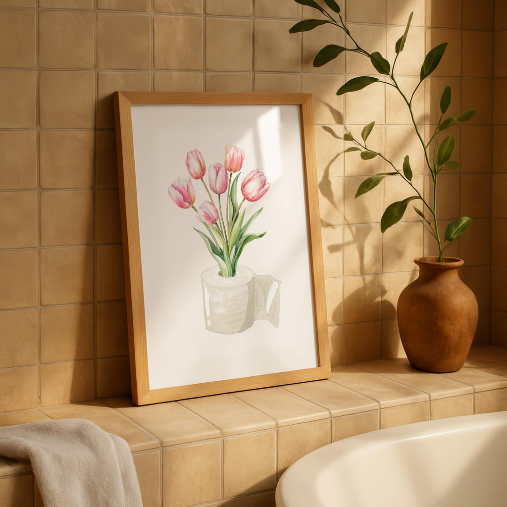 Toilet Paper Roll Plant Print, Funny Bathroom Wall Art, Watercolor Art, Botanical Print Minimalist Wall Art, Toilet Print, Digital Download