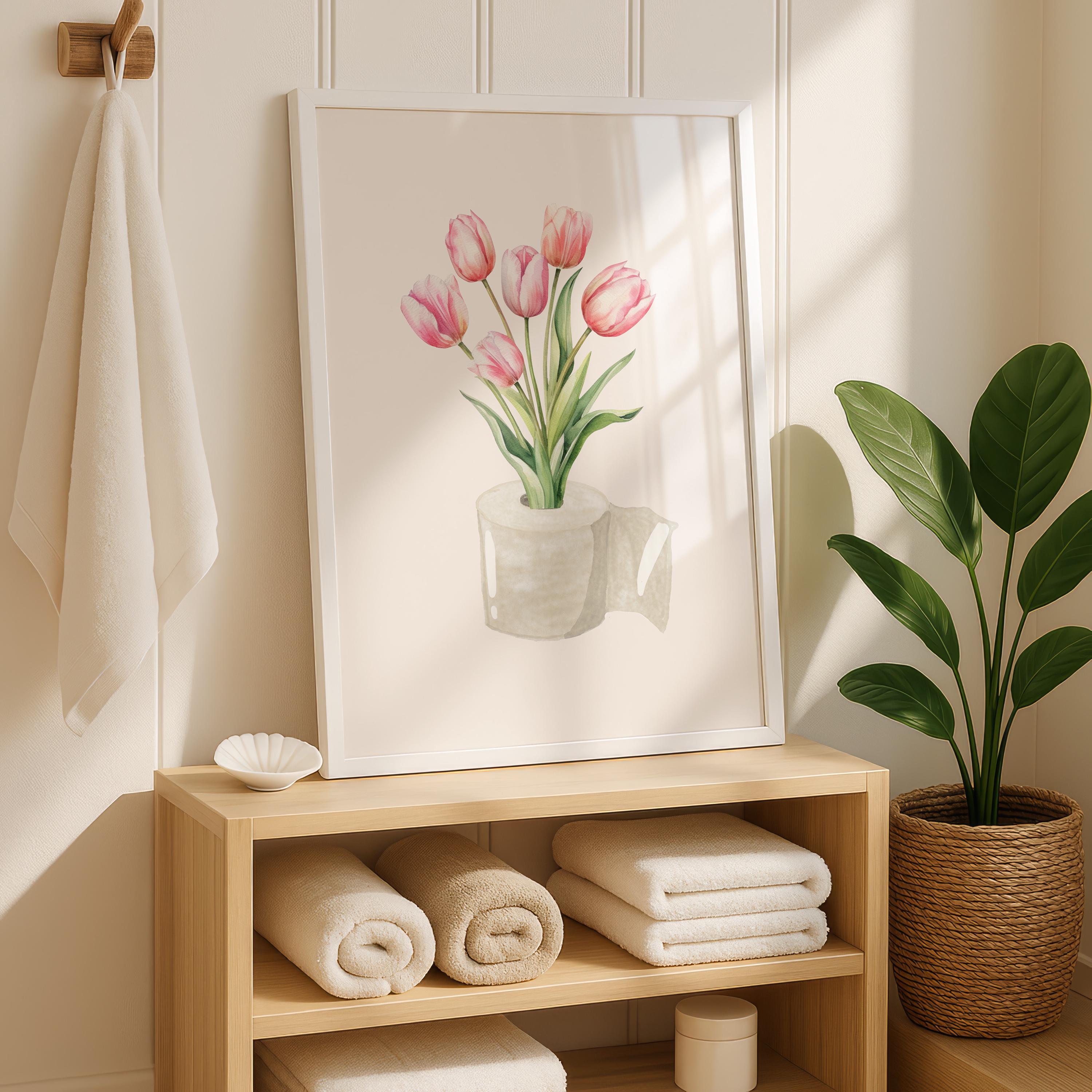 Toilet Paper Roll Plant Print, Funny Bathroom Wall Art, Watercolor Art, Botanical Print Minimalist Wall Art, Toilet Print, Digital Download