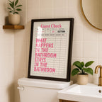 Funny Pink Bathroom Print, Pink Guest Check Wall Art, Typography Poster, Trendy Cool Wall Art Girl, Funky Wall Art Dopamine Decor, DIGITAL