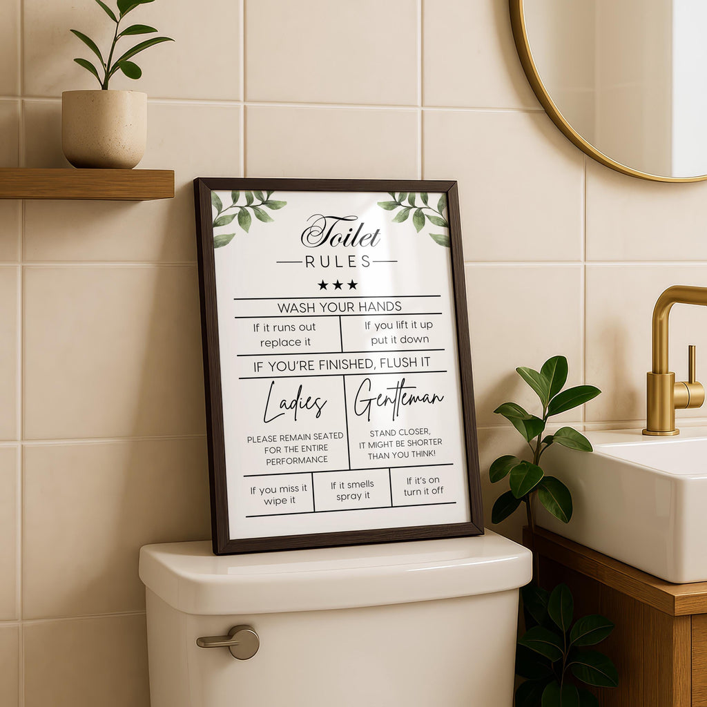 Funny Toilet Rules Sign, Bathroom Wall Art Printable, Wash Your Hands Quote, Guest Bathroom Decor, Toilet Humor Poster DIGITAL DOWNLOAD