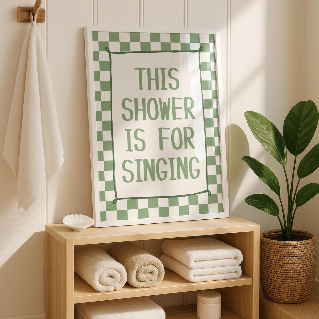 Funny Bathroom Wall Art, This Shower Is for Singing Poster, Sage Green Quote Print, Aesthetic Bathroom Decor, Retro Shower Sign DIGITAL