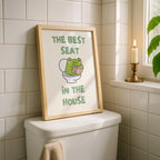 Funny Bathroom Wall Art, The Best Seat in the House Frog Print, Sage Green Bathroom Poster Quirky Toilet Humor Sign Cute Frog Bathroom Decor