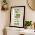 Funny Bathroom Wall Art, The Best Seat in the House Frog Print, Sage Green Bathroom Poster Quirky Toilet Humor Sign Cute Frog Bathroom Decor