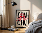 Cin Cin Print Trendy Printable Art, Wine Poster Black & Red Fun Wall Art, Aesthetic Room Decor Retro Wine Drawing, Bar Cart Print, DIGITAL