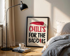 Chillis For the Baddies Print Funny quote Kitchen, Chili Pepper Poster Trendy Retro Food Illustration Red Aesthetic Decor Digital Download