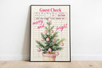 Pink Christmas North Pole Ticket Set of 3 Wall Art Trendy Poster Cute Girly Christmas Pink Guest Check Holiday Print Set Girly Winter Poster