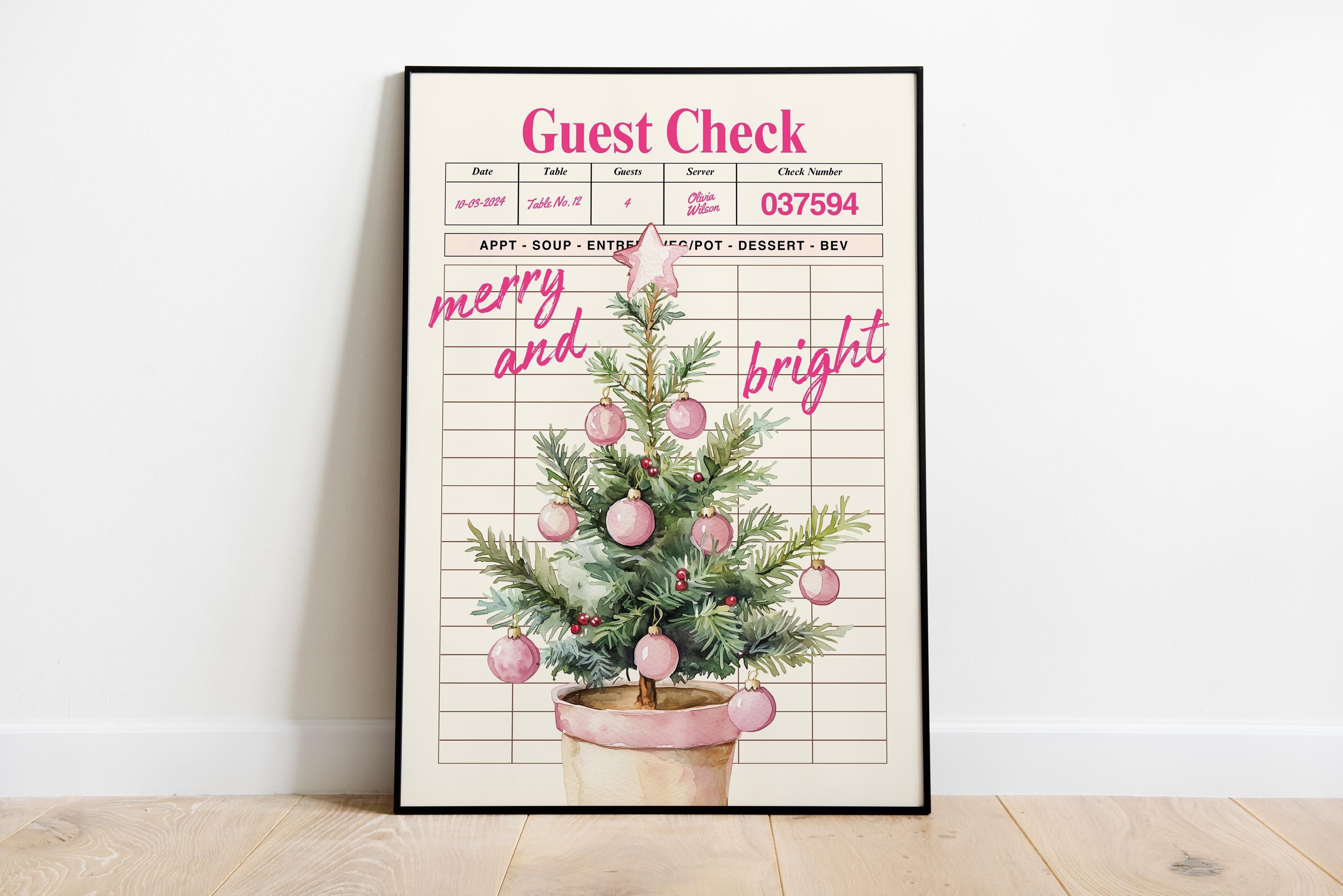 Pink Christmas North Pole Ticket Set of 3 Wall Art Trendy Poster Cute Girly Christmas Pink Guest Check Holiday Print Set Girly Winter Poster