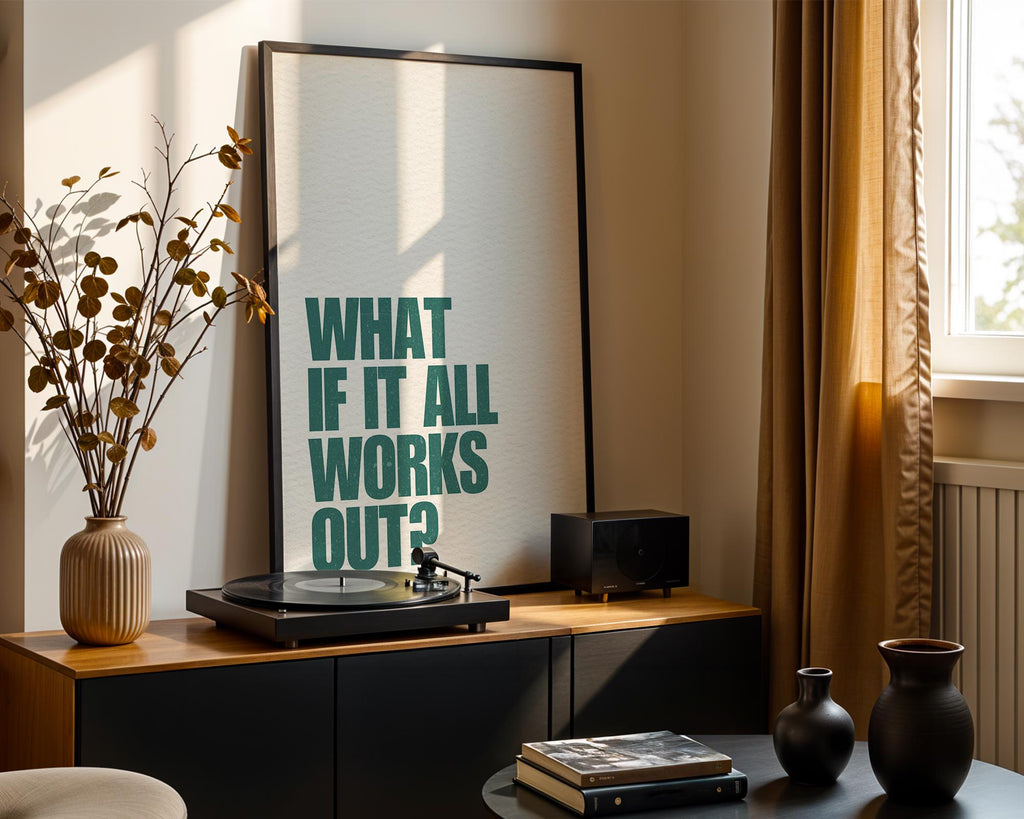 What If It All Works Out Wall Art Print, Green Retro Aesthetic Poster, Motivational Print, Apartment Decor Trendy Wall Art, DIGITAL DOWNLOAD