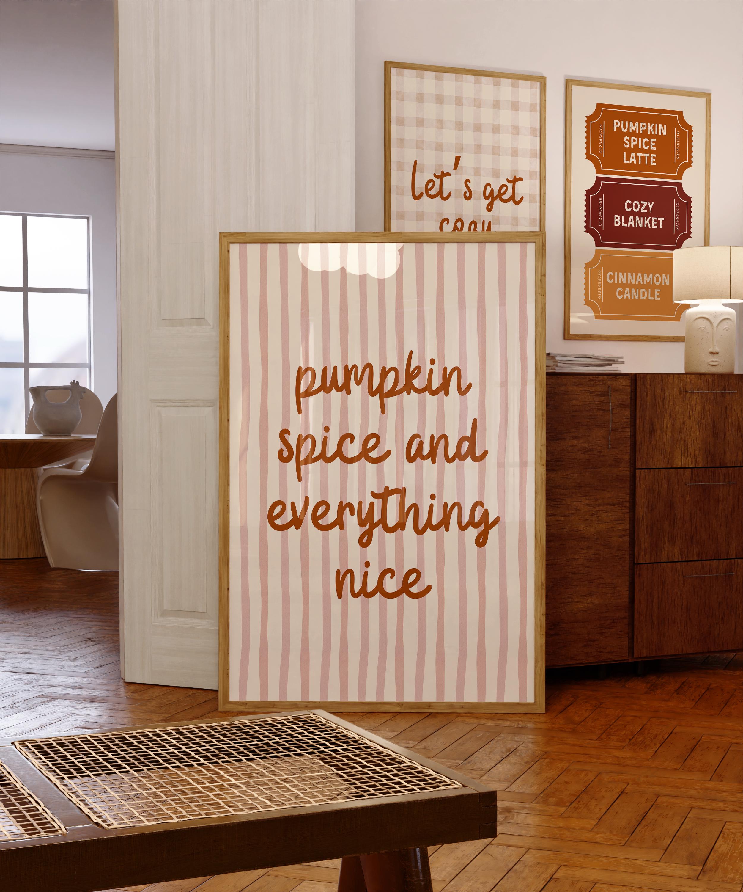 Pumpkin Spice Wall Art, Fall Print, Cute Pumpkin Poster, Retro Autumn Artwork, Cozy Coffee Art for Fall Kitchen Decor, DIGITAL DOWNLOAD