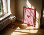 What If It All Works Out Trendy Wall Art Print, Retro Playing Card, Pink & Red Preppy Poster, Printable Ace of Hearts, Pink Dorm Room Decor