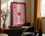 What If It All Works Out Trendy Wall Art Print, Retro Playing Card, Pink & Red Preppy Poster, Printable Ace of Hearts, Pink Dorm Room Decor