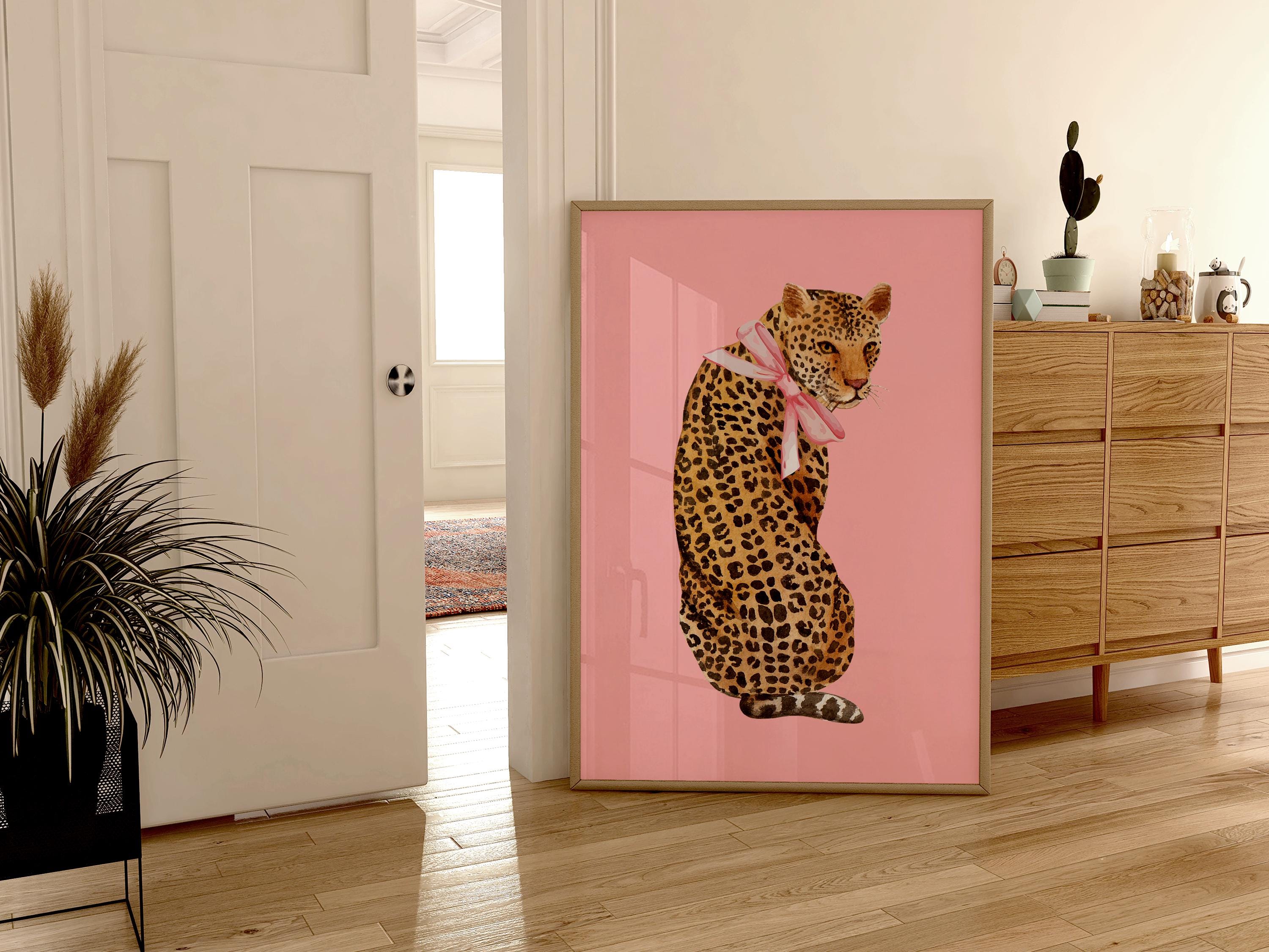 Pink Cheetah Wall Art, Coquette Cheetah Print, Preppy Room Decor, Leopard Poster Print, Printable Wall Art, Trendy Wall Art Preppy Decor
